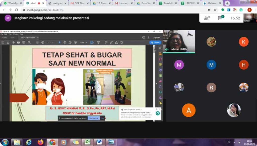 Ikatan Alumni Magister Psikologi UMBY Gelar Syawalan dan Sharing Session Bertema Semangat Menyambut New Normal